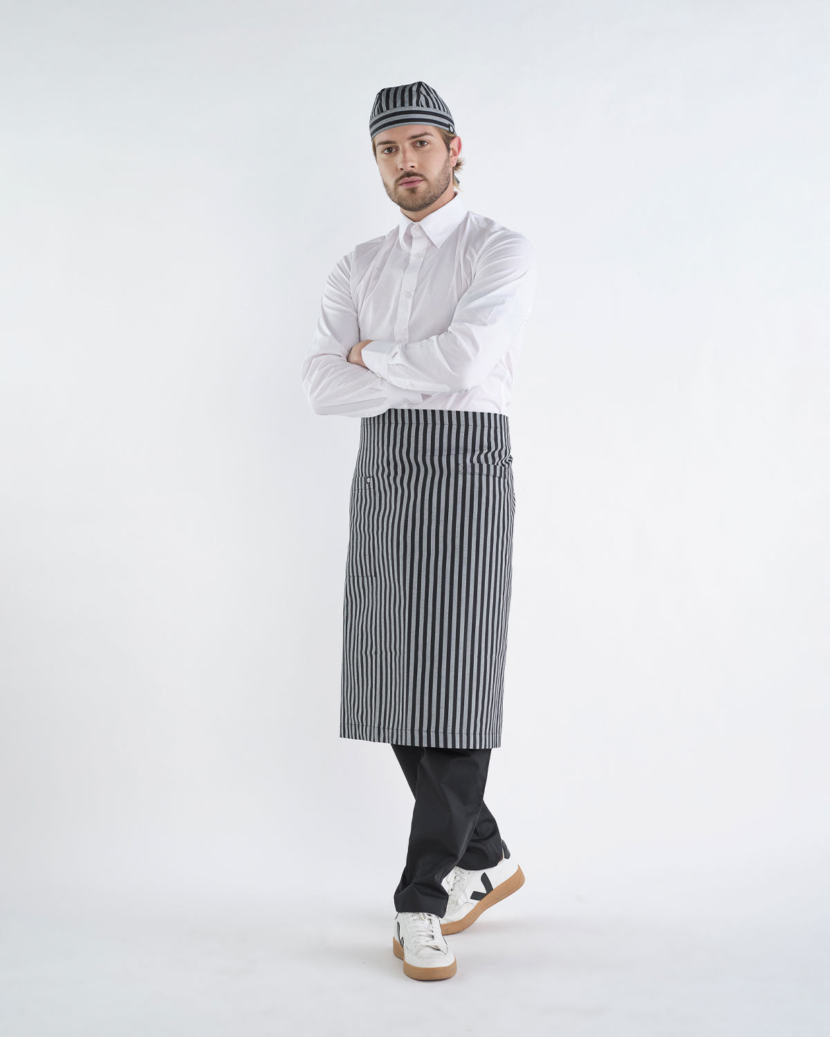 Medium Phoenix Apron Black/Grey Stripe
