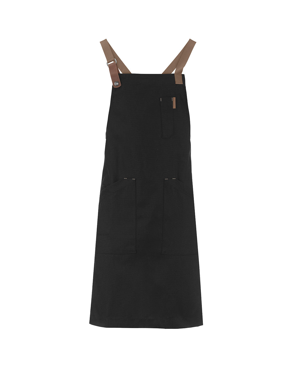 Delantal Cruzado Retro Negro con Tiras Beige