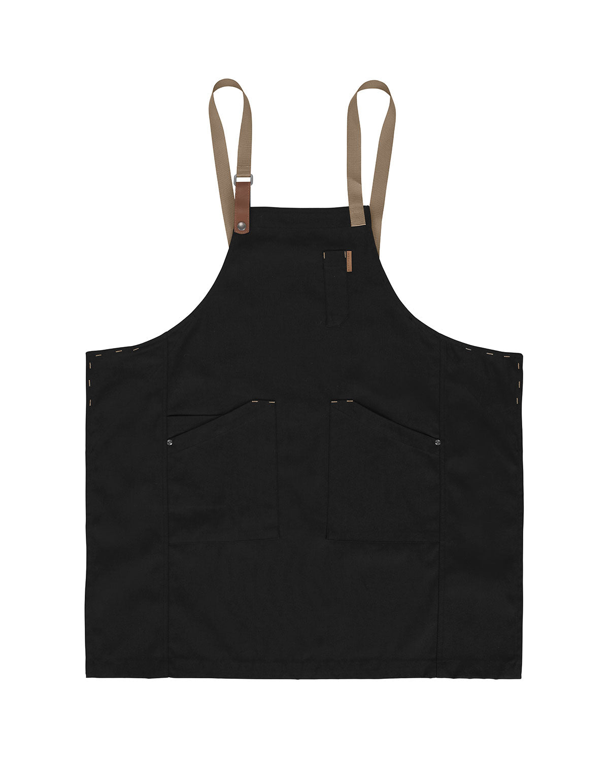 Delantal Cruzado Retro Negro con Tiras Beige