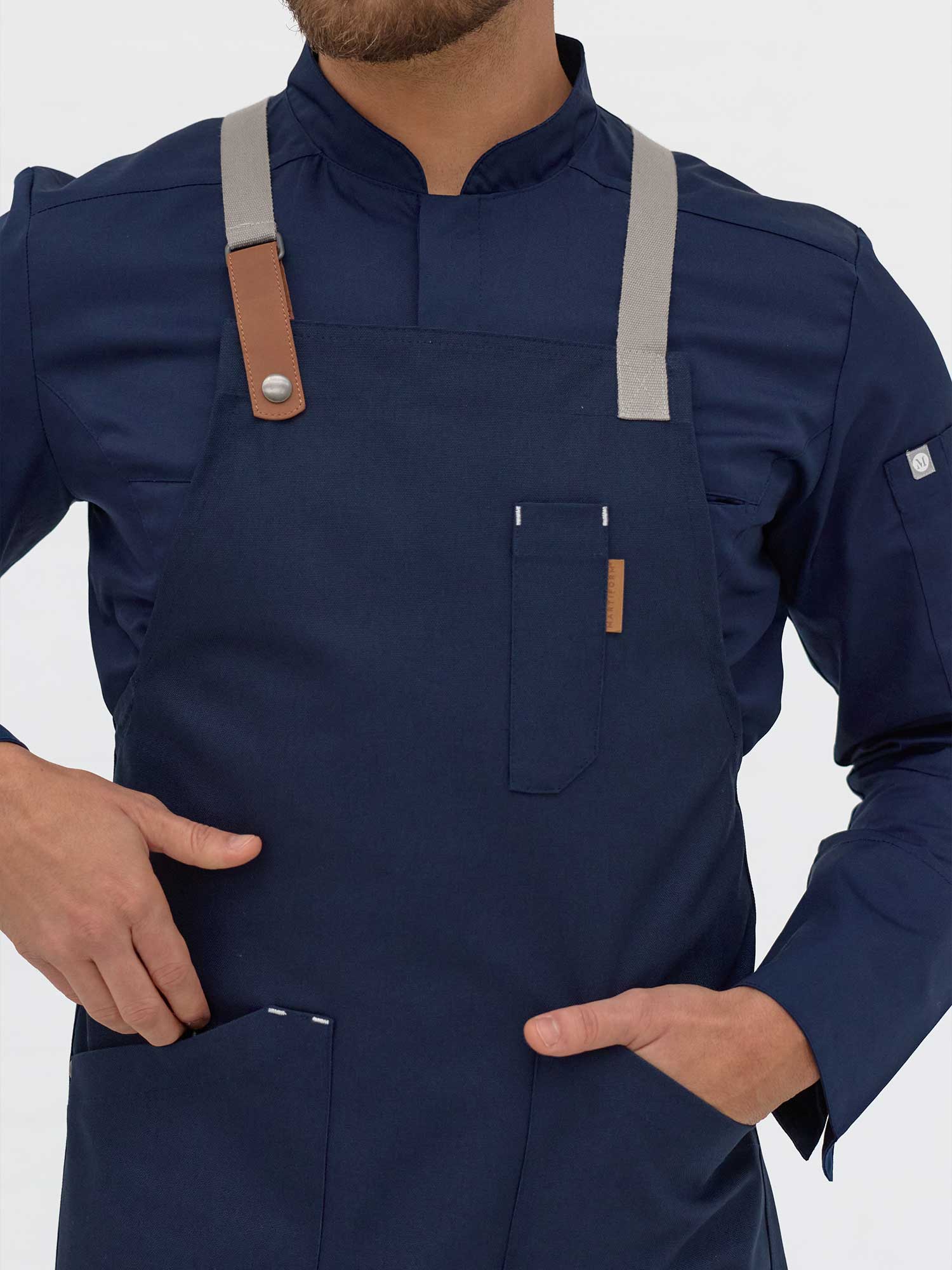 Avental Cruzado Retro Azul Marinho