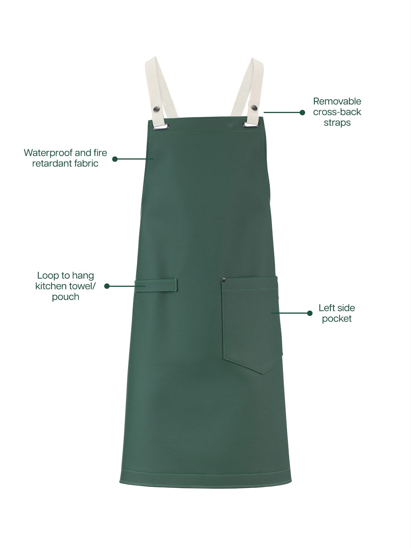 Delantal Cruzado Eco-Cuero Verde Bosque