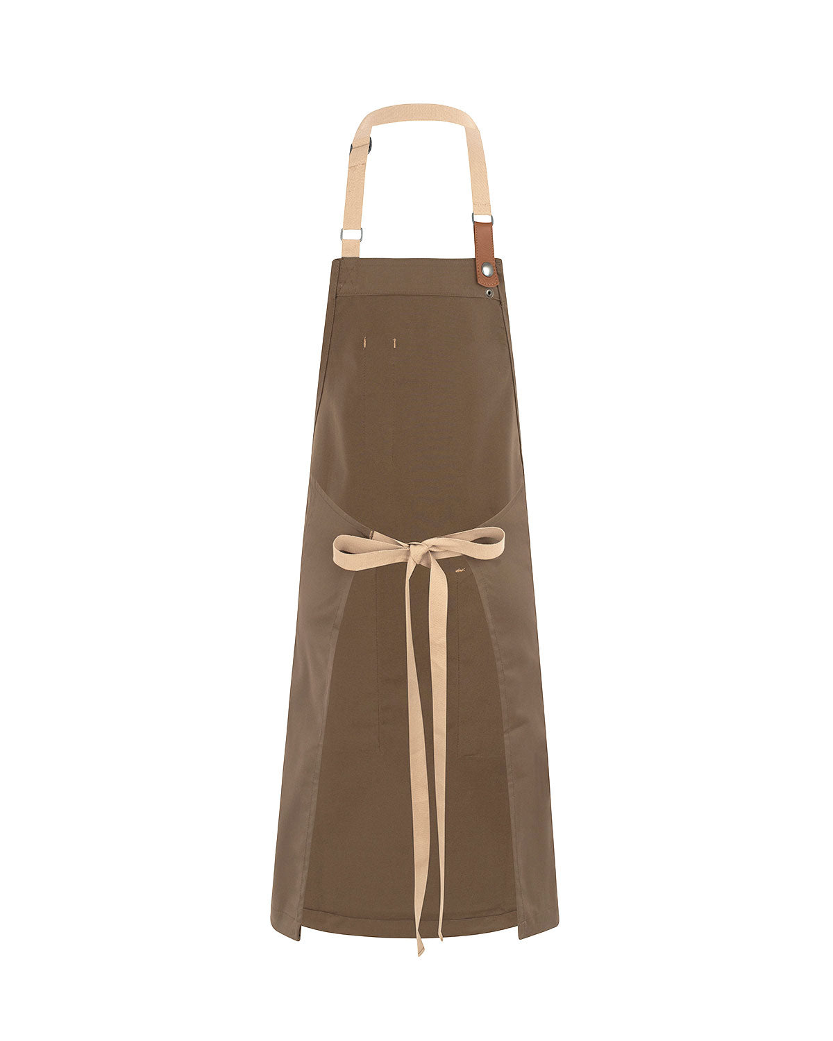 Brownish Green Retro-Neck Apron with Beige Straps