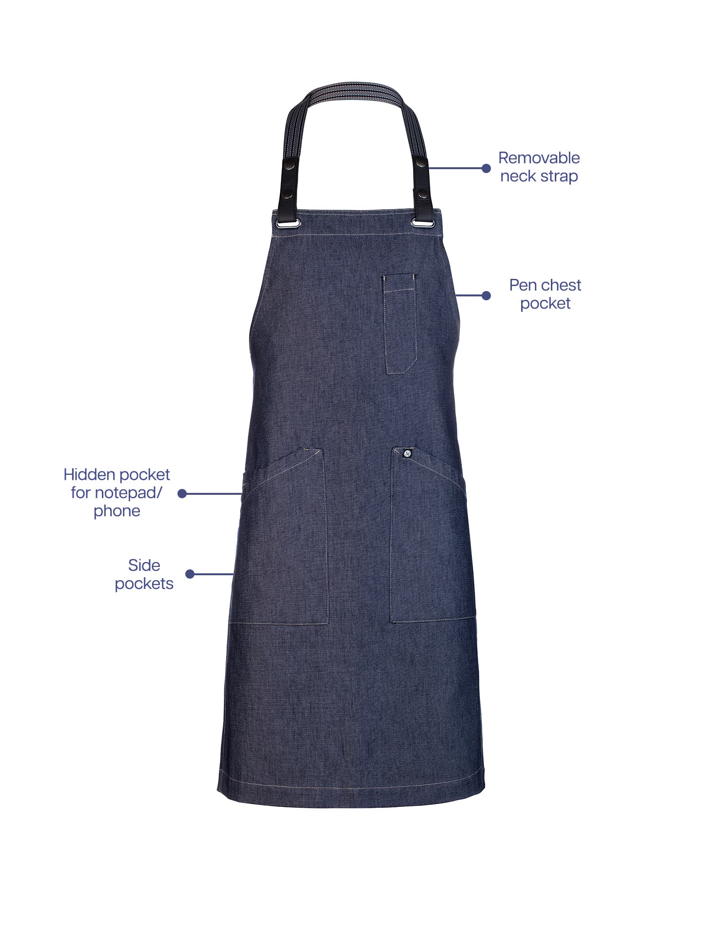 Boulevard Apron in Blue Denim