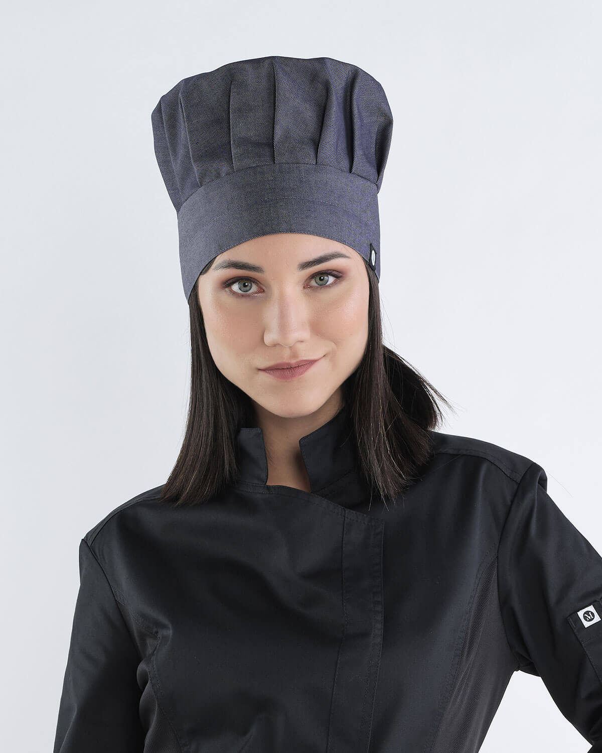 Cappello da Chef Tradizionale in Denim Blu