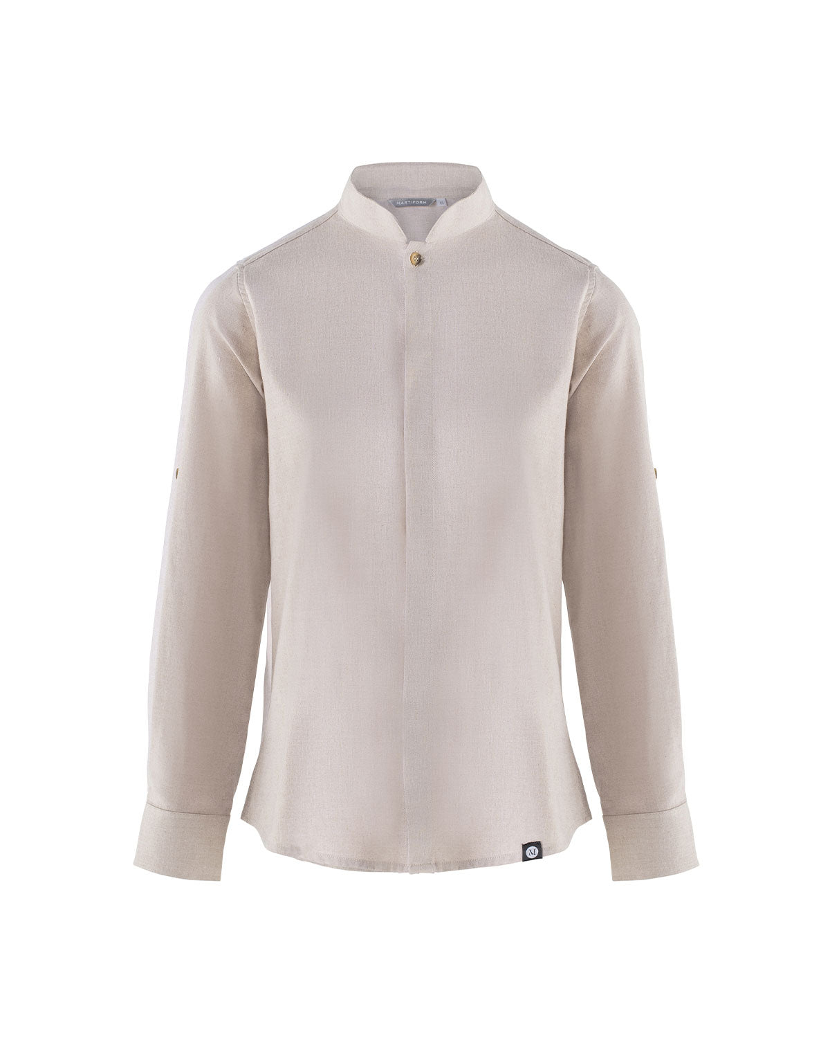 Unisex Mandarin Shirt Grace in Beige Linen