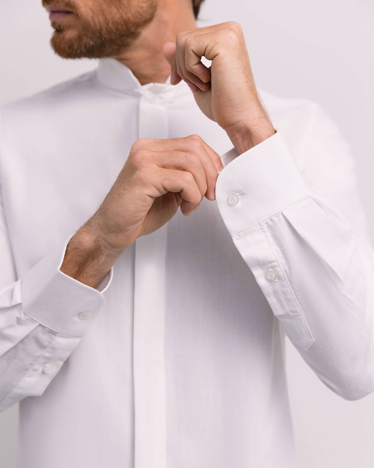 Unisex Mandarin Shirt Grace in White Linen