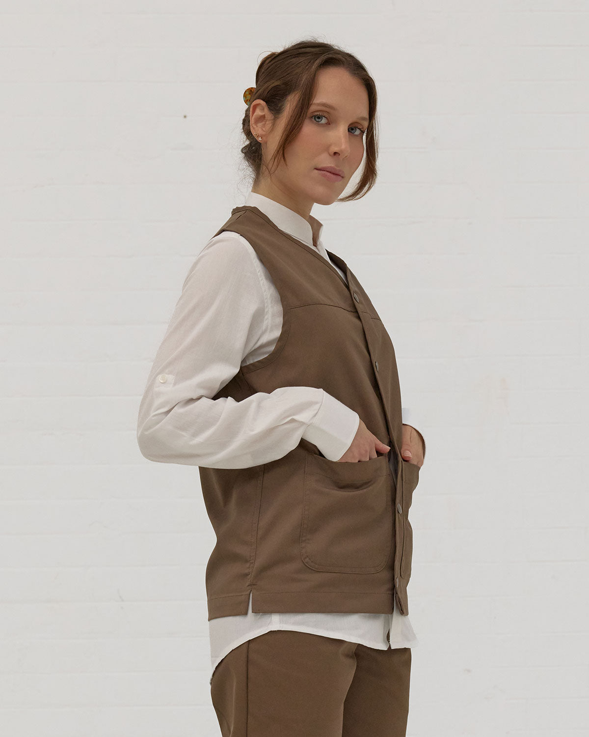 Gilet Unisexe Worker Vest Vert Brunâtre