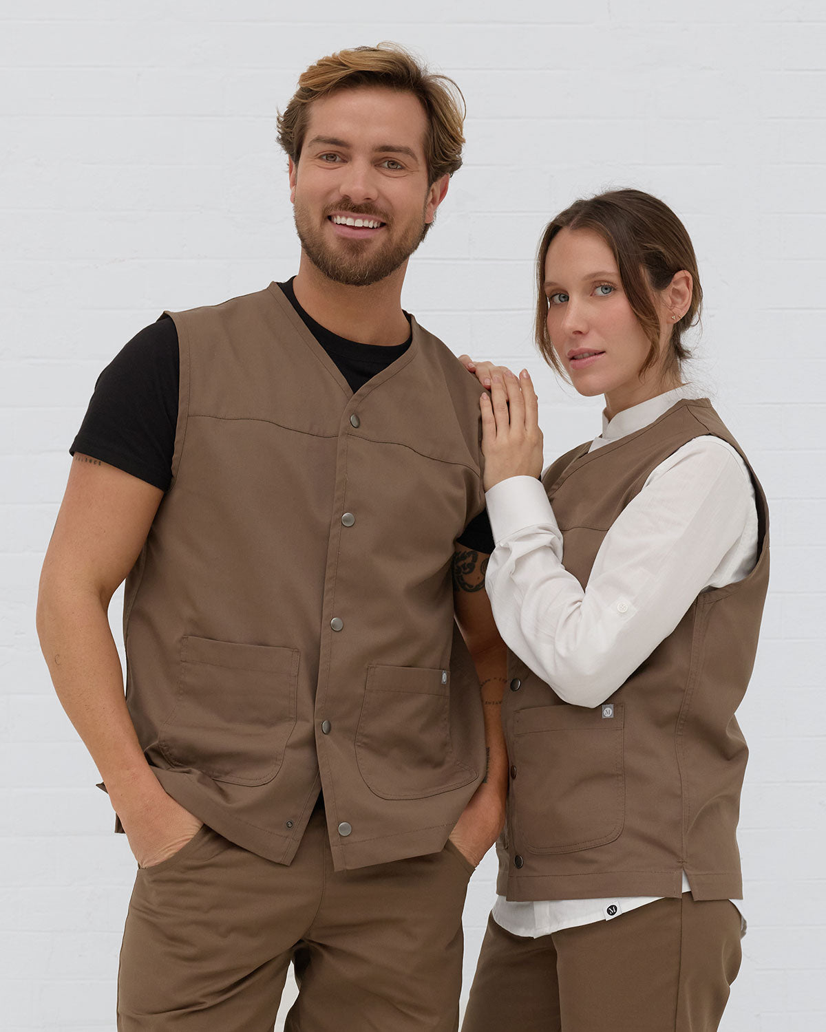 Chaleco Unisex Worker Vest Verde Marrón Claro
