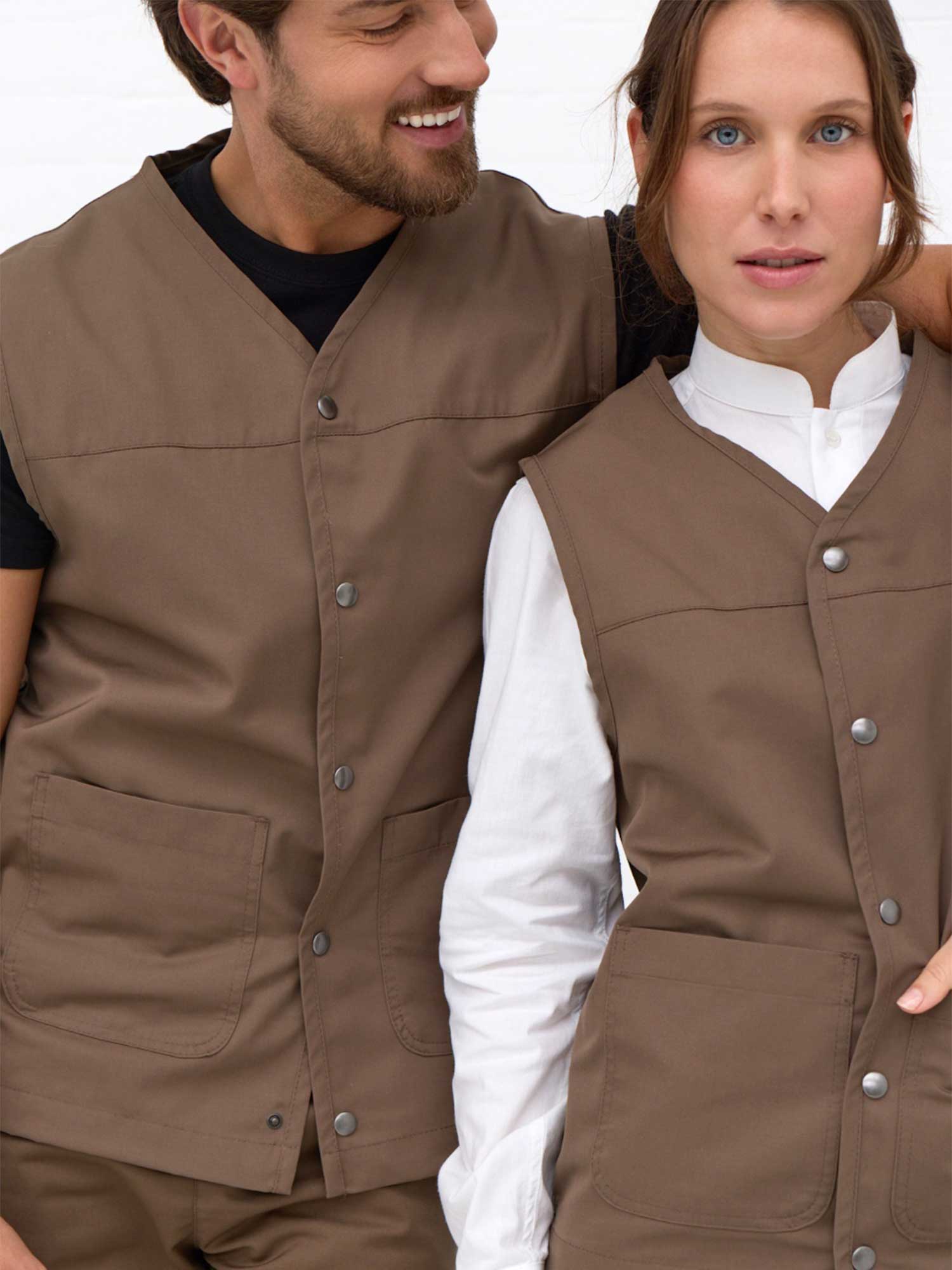 Chaleco Unisex Worker Vest Verde Marrón Claro