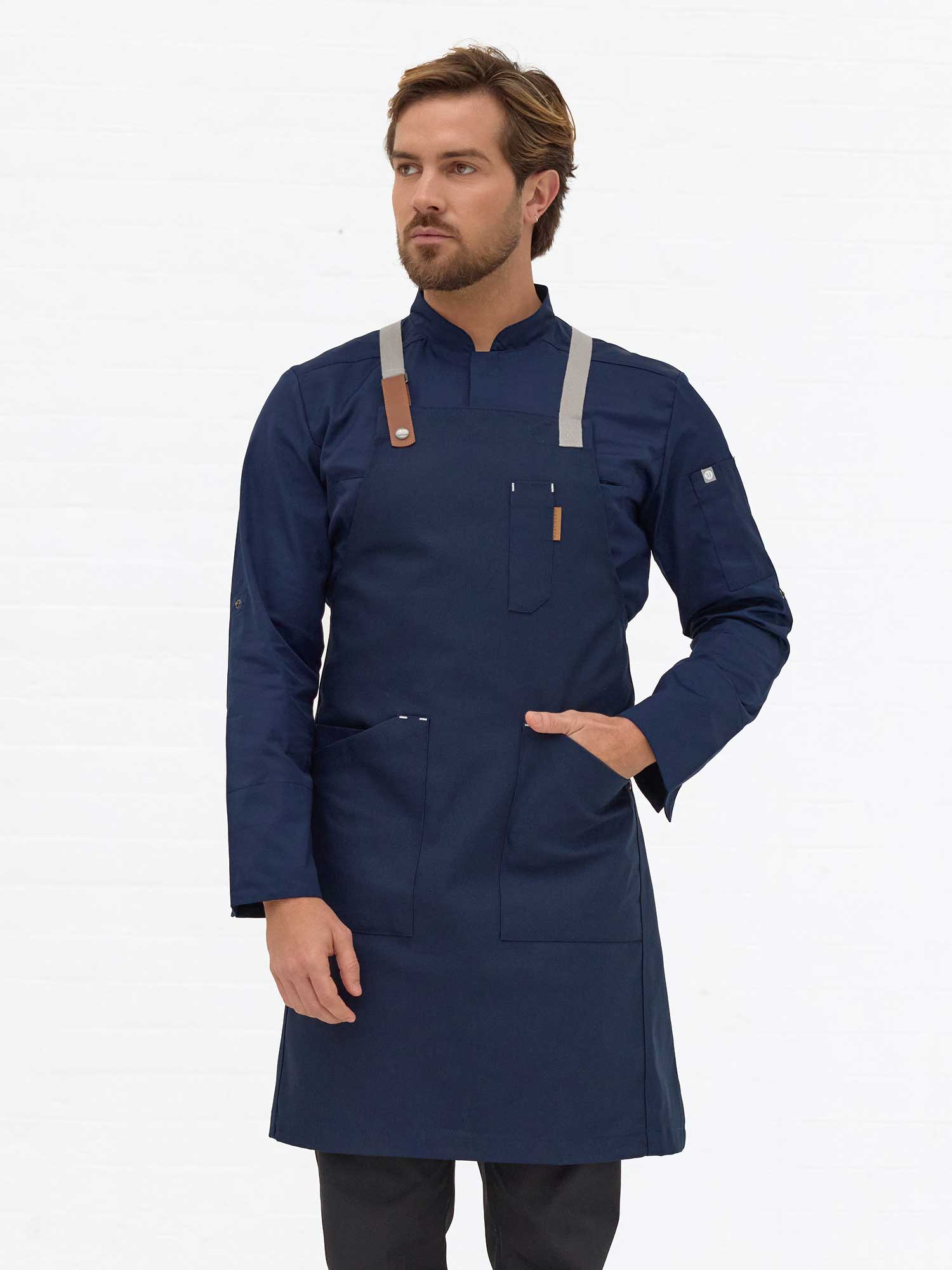 Avental Cruzado Retro Azul Marinho