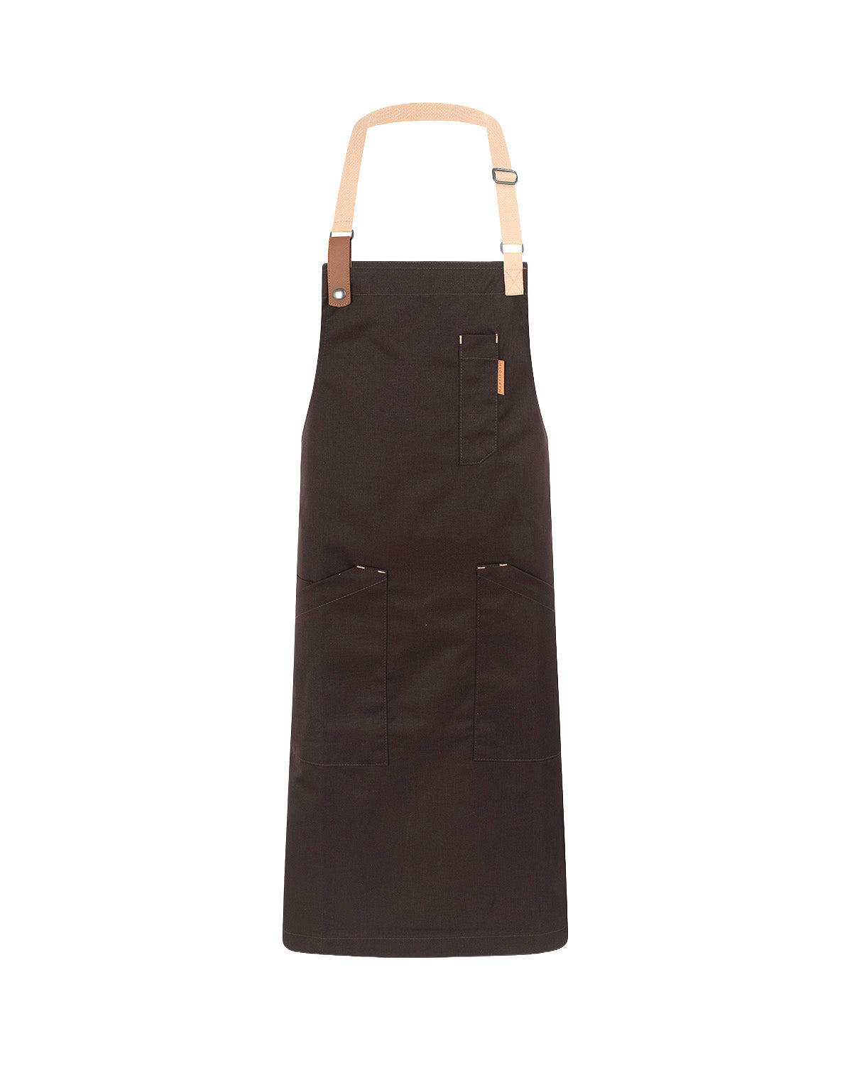 Brown Retro-Neck Apron with Beige Straps