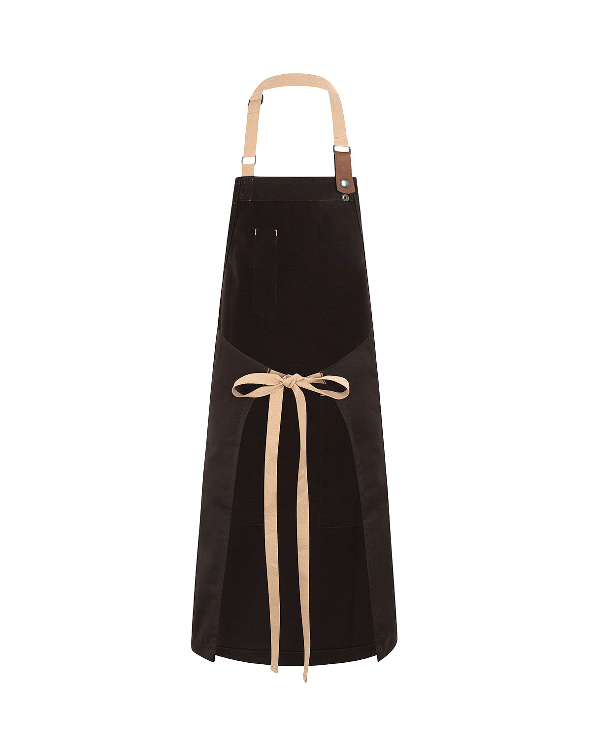 Brown Retro-Neck Apron with Beige Straps